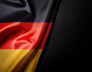 Close-up of german flag fabric texture with black background