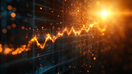 Dynamic financial chart, upward trend