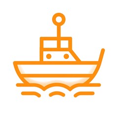 Obraz premium Orange Tugboat Icon Vessel Boat Ship Watercraft Maritime Ocean Sea Travel Transportation