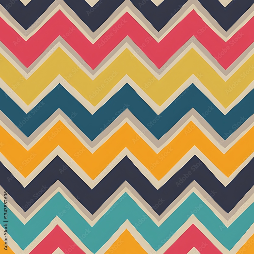 Aufkleber retro chevron pattern with zigzag lines and bold colors for wallpaper design or background