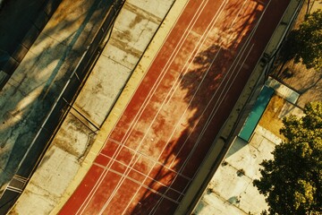 Obraz premium Tennis Court Overlook with Trees