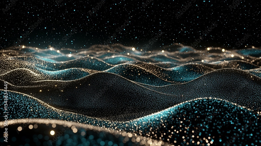 Poster digital landscapes feature abstract blue wave patterns that create a dynamic and soothing visual eff