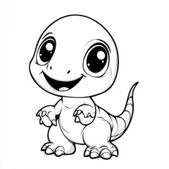 Obraz premium Adorable Black And White Cartoon Baby Dinosaur Illustration