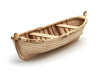Obraz premium Wooden Rowboat Nautical Vessel Vintage Boat 3D Render