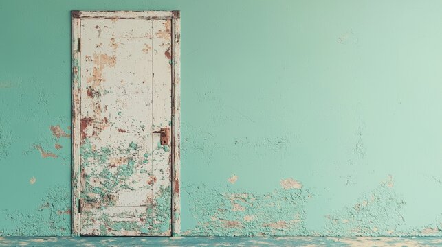 A bright blue wall features an open door that beckons discovery and imaginative thinking