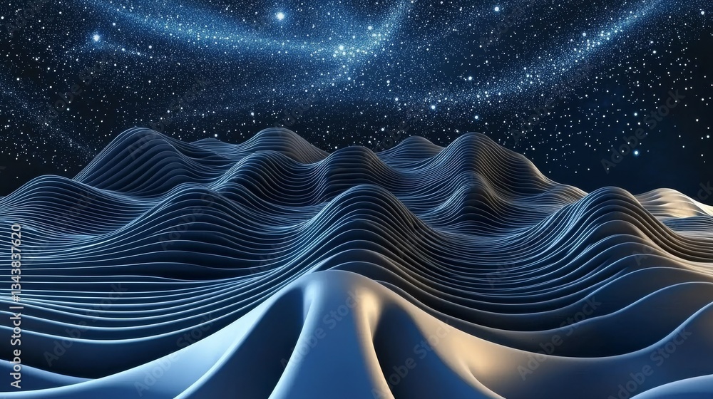 Poster the blue design features an intricate, futuristic pattern that has been created using advanced fract