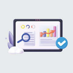 Tablet with 3D-Designed Financial Graph Display