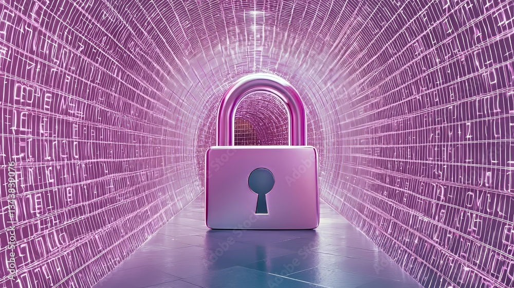 Poster security concept visualized through abstract means and accentuated by radiant light