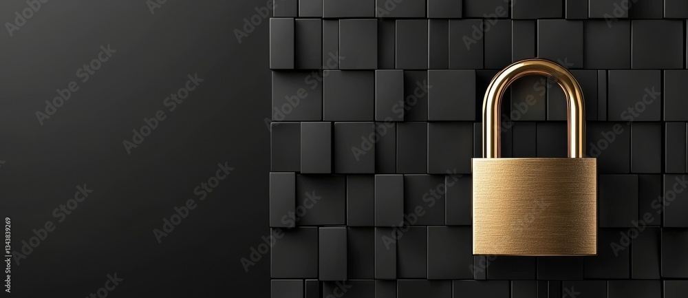 Poster digital lock security idea for safeguarding against cyber dangers with space for text on dark backgr