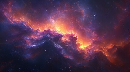 Fototapeta premium Fiery Nebula Cosmic Cloudscape, Space Exploration Background