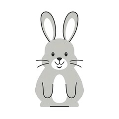 Fototapeta premium Cute grey rabbit illustration with a friendly expression and upright ears