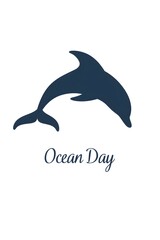 Fototapeta premium Dolphin Silhouette for World Oceans Day, Minimalist Poster Design
