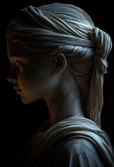 Marble Bust of a Greek Woman Neoclassical Sculpture Portrait