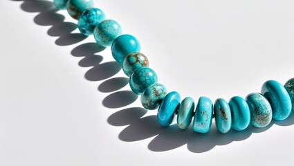 Obraz premium Textured turquoise beads showcasing intricate details and patterns.