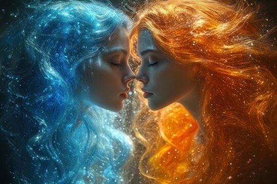 Three Ethereal Mermaids Underwater Digital Art Hyper-Realistic Colorful Portraits