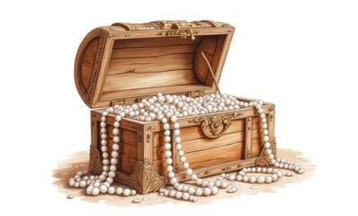 Treasure chest overflowing with pearls and gems