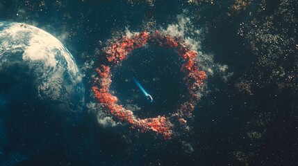 As a spacecraft approaches a dazzling celestial entity, it exemplifies the human spirit of exploration