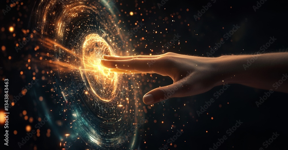 Poster secure online transactions are facilitated by a businessman in a digital environment using a hologra