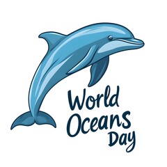 Fototapeta premium Dolphin Silhouette for World Oceans Day, Minimalist Poster Design