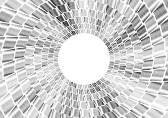 Concept metallic swirl round forms with squares abstract tech background. Futuristic vector design