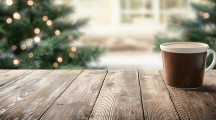 stained wood plank surface in coffee shop interior background, mockup for food or beverage menu