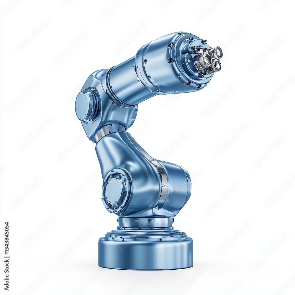 Poster a state-of-the-art blue robotic arm is being designed to create complex mechanisms for industrial us
