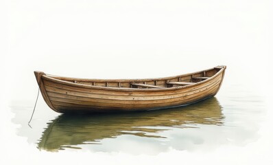 Wooden boat floating serenely