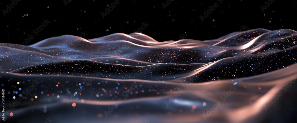 Poster a futuristic digital network is represented by glowing blue dots and flowing lines in this design fo