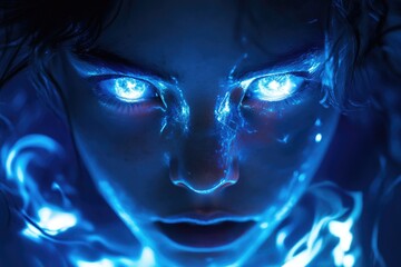 Obraz premium Close-up of person with glowing eyes