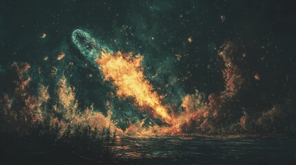 Fototapeta premium Terraforming a planet is exemplified as a visual representation of the interconnection between time travel, futurism, galactic exploration, space colonization, and the cosmos, including the