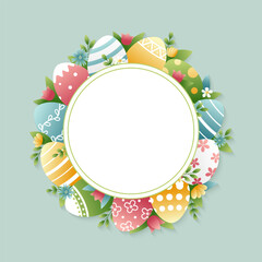 Easter round banner. Stylish template for festive design with space for text.