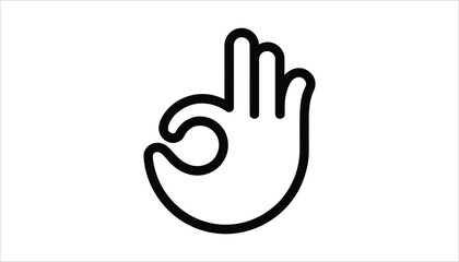 OK Hand Gesture Icon. Simple Outline Vector Design.