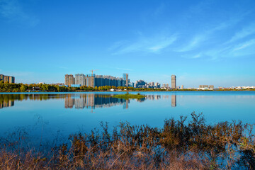 Naklejka premium Modern buildings and rural skyscrapers and tourist attractions in China