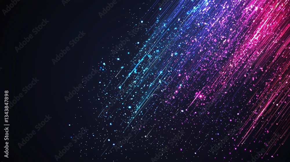 Poster futuristic digital image with vibrant colors and sharp lines in the background