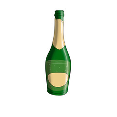 Champagne bottle in green