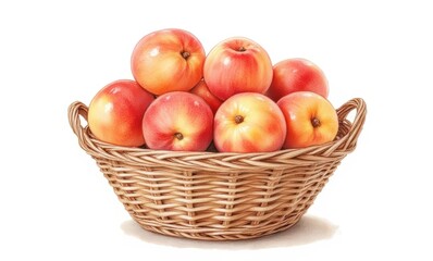Fresh red apples in a woven basket