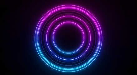 Obraz premium Futuristic Neon Circle Background – Glowing Blue and Pink Light Rings on Dark Surface