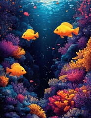 Fototapeta premium Underwater Adventure Connect the Dots Coloring Page with Fish and Coral Reef