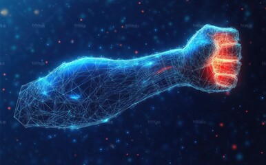 Digital Illustration of Tissue Engineering Regenerative Medicine with Neon Muscle Framework