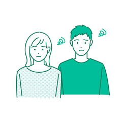 Fototapeta premium 困っているカップルのアバター素材イラスト
