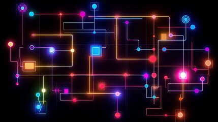 Visualizing Data Connections Neon Graph Charts in Cyber Space
