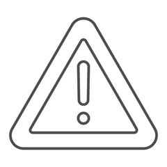 Warning sticker thin line icon, emergency service concept. Vector graphics. Stop danger triangle seal sign on white background, outline style icon for mobile or web design.