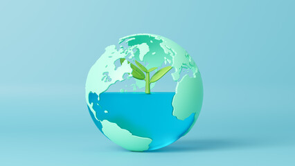 World environment and happy earth day concept, Green Energy, ESG, Renewable and Sustainable Resources. Environmental Care. Save the Earth concept. April 22. Protecting Planet Together. 3d rendering