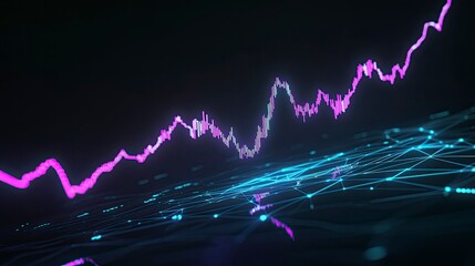 Global Market Data Trends Visualizing with Neon Graphs in a Digital Environment