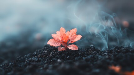 A digital overlay surrounds delicate seedlings as they reach upwards, forming a surreal blend of nature and technology that symbolizes the merging of natural and digital realms for the betterment of