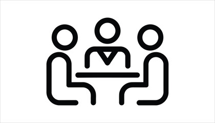 Business Meeting Icon. People Sitting at Table Vector Illustration.