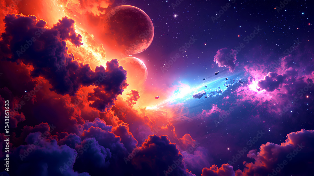 Wall mural planet with space
