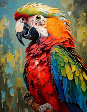 Cute parrot on green yellow background, watercolor bird cute animal paint design, animals painting wall art vector parrots
