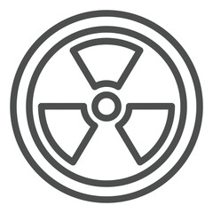 Fototapeta premium Radioactivity danger round seal line icon, emergency service concept. Vector graphics. Radiation hazard warning sign on white background, outline style icon for mobile or web design.