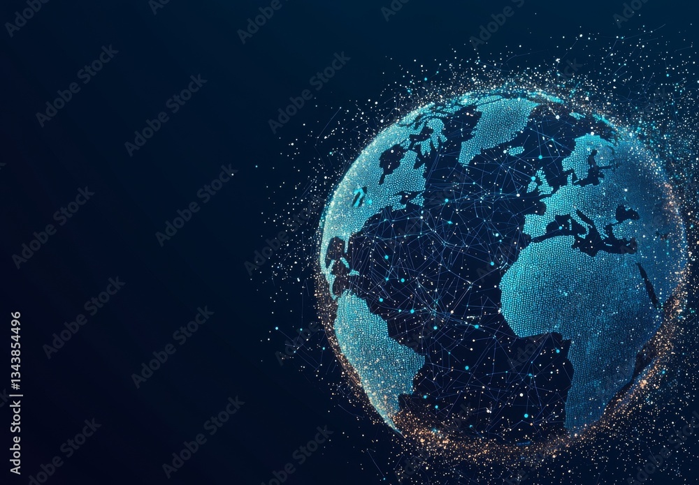 Poster the earth globe is set against a graphical background filled with binary codes in a 3d rendered digi